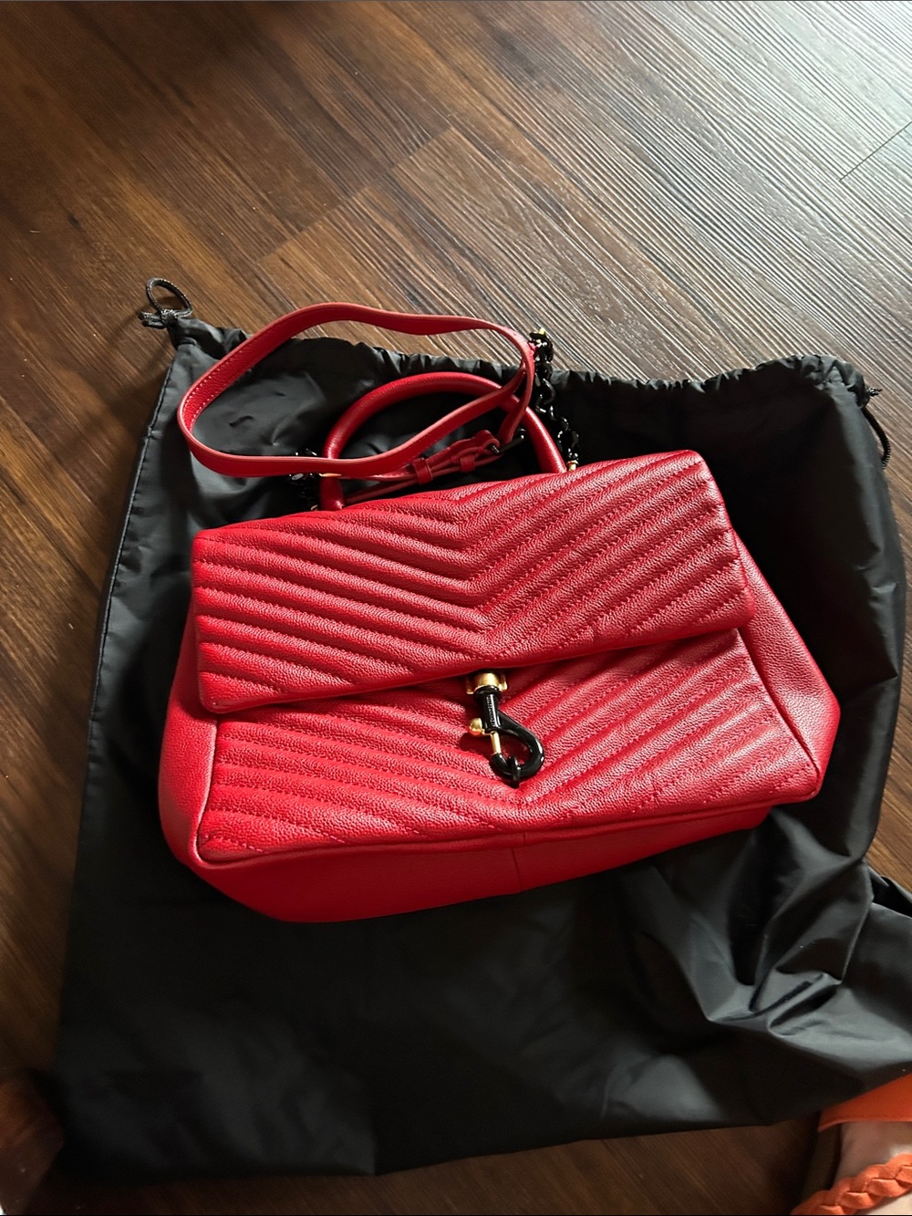 Rebecca Minkoff Red Quilted Shoulder Bag with Chain Detail